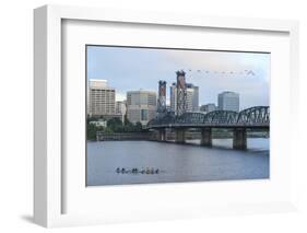 Hawthorne Bridge, Willamette River, southeast of downtown Portland, Oregon, USA.-Stuart Westmorland-Framed Photographic Print