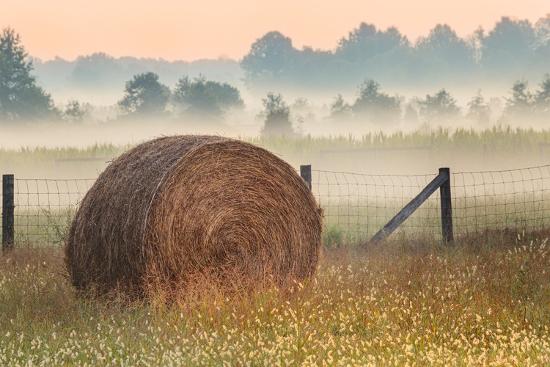 Old Meham Rural Hay bale in rural farm field, Oldham County, Kentucky Photographic ...