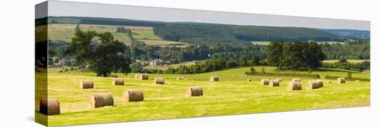 Hay Bale Landscape in Northumberland National Park-Matthew Williams-Ellis-Stretched Canvas