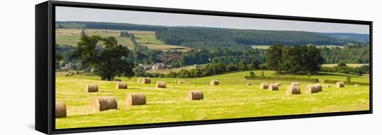 Hay Bale Landscape in Northumberland National Park-Matthew Williams-Ellis-Framed Stretched Canvas