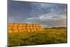 Hay Bales and Chalk Buttes Receive Beautiful Morning Light Near Ekalaka, Montana, Usa-Chuck Haney-Mounted Photographic Print