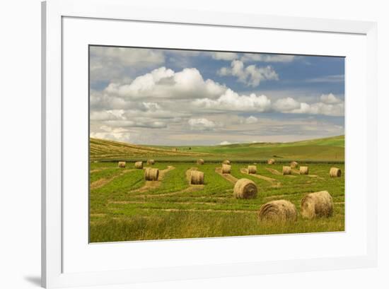 Hay bales and clouds, Palouse region of Eastern Washington State-Adam Jones-Framed Photographic Print