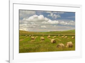 Hay bales and clouds, Palouse region of Eastern Washington State-Adam Jones-Framed Photographic Print