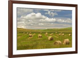 Hay bales and clouds, Palouse region of Eastern Washington State-Adam Jones-Framed Photographic Print