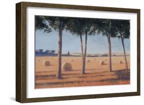 Hay Bales and Pines, Pienza, 2012-Lincoln Seligman-Framed Giclee Print