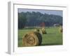 Hay Bales and Red Barn, Greenup, Kentucky, USA-Adam Jones-Framed Premium Photographic Print