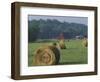 Hay Bales and Red Barn, Greenup, Kentucky, USA-Adam Jones-Framed Photographic Print