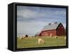 Hay Bales and Red Barn-Terry Eggers-Framed Stretched Canvas