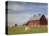 Hay Bales and Red Barn-Terry Eggers-Stretched Canvas