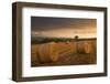 Hay Bales in a Ploughed Field at Sunset, Eastington, Devon, England. Summer (August)-Adam Burton-Framed Photographic Print