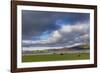 Hay bales in clearing fog with Salish Mountains in Lake County, Montana, USA-Chuck Haney-Framed Photographic Print