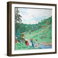 Hay Making, 1917-Boris Michaylovich Kustodiev-Framed Giclee Print