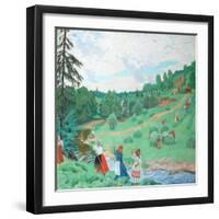 Hay Making, 1917-Boris Michaylovich Kustodiev-Framed Giclee Print