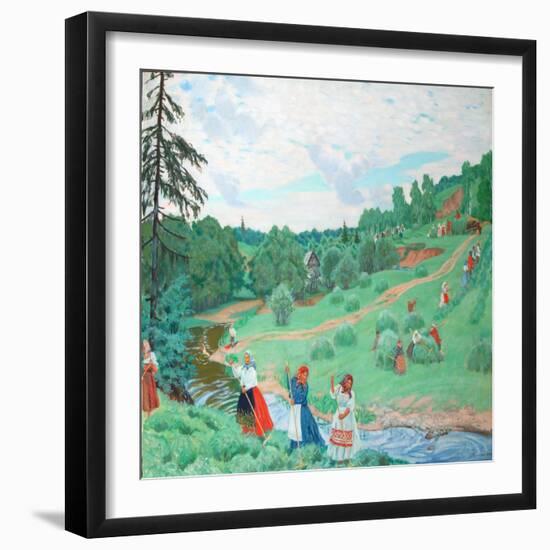 Hay Making, 1917-Boris Michaylovich Kustodiev-Framed Giclee Print