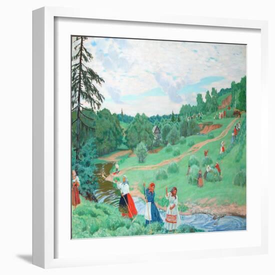 Hay Making, 1917-Boris Michaylovich Kustodiev-Framed Giclee Print