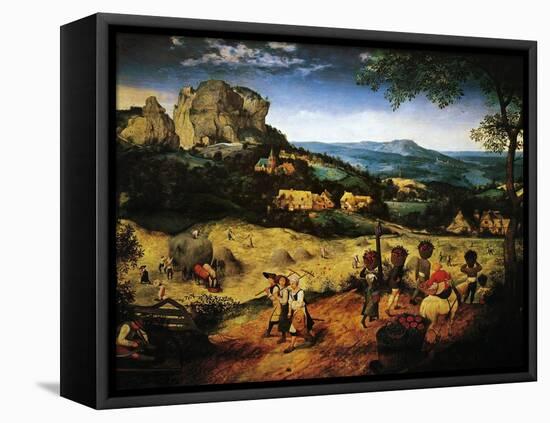 Hay Making, the Hay Harvest from the Series of Six Paintings The Seasons-Pieter Bruegel the Elder-Framed Stretched Canvas