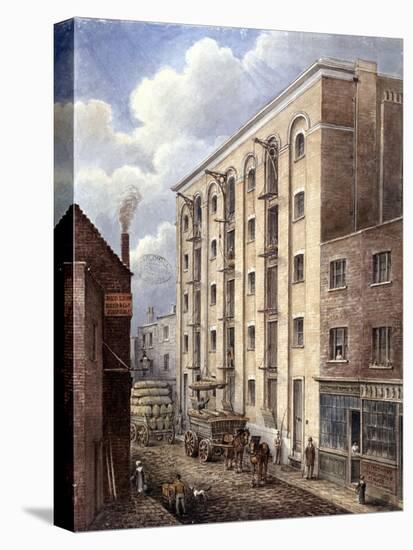 Hay's Wharf with Carts Being Loaded Up Outside, Bermondsey, London, 1834-G Yates-Stretched Canvas