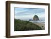 Hay Stack Rock on the sandy beach at Cannon Beach, Oregon-Greg Probst-Framed Photographic Print