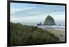 Hay Stack Rock on the sandy beach at Cannon Beach, Oregon-Greg Probst-Framed Photographic Print