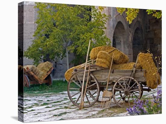 Hay Wagon with Ancient Tools, Caravanserai, Turkey-Joe Restuccia III-Stretched Canvas
