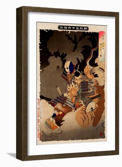 Hayata Killing a Nue, Thirty-Six Transformations-Yoshitoshi Tsukioka-Framed Giclee Print