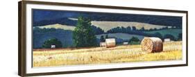 Haybales on Hillside-Helen White-Framed Premium Giclee Print