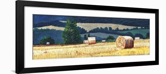 Haybales on Hillside-Helen White-Framed Premium Giclee Print