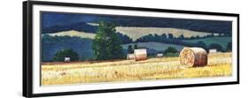 Haybales on Hillside-Helen White-Framed Premium Giclee Print