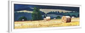 Haybales on Hillside-Helen White-Framed Premium Giclee Print