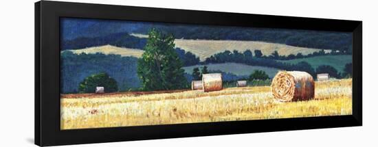 Haybales on Hillside-Helen White-Framed Giclee Print