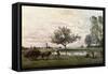 Haycart Beside a River-Jean-Baptiste-Camille Corot-Framed Stretched Canvas