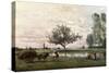 Haycart Beside a River-Jean-Baptiste-Camille Corot-Stretched Canvas
