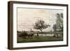 Haycart Beside a River-Jean-Baptiste-Camille Corot-Framed Giclee Print