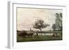 Haycart Beside a River-Jean-Baptiste-Camille Corot-Framed Giclee Print