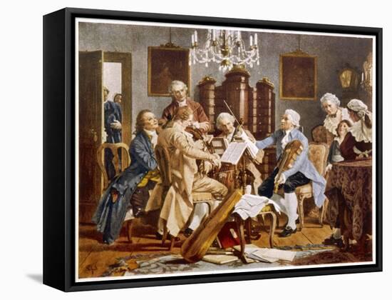 Haydn and Companions Perform a String Quartet at the Esterhazy Home Hungary-null-Framed Stretched Canvas