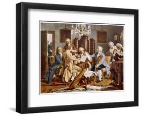 Haydn and Companions Perform a String Quartet at the Esterhazy Home Hungary-null-Framed Art Print