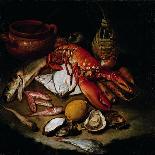 Still Life with Herring, Lobster, Turbots, Mullets, Oysters, Sea Hen, Lemon, and Brickwork Pot-Hayez Francesco-Framed Stretched Canvas