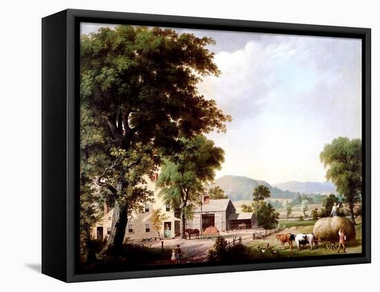 Haying at Jones Inn, 1854-George Henry Durrie-Framed Stretched Canvas