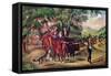 Haying Time, the First Load, 1868-Currier & Ives-Framed Stretched Canvas