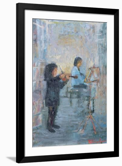 Hayley and Her Violin, 1997-Patricia Espir-Framed Giclee Print