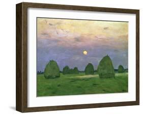 Hayricks at Dusk, 1899-Isaak Ilyich Levitan-Framed Giclee Print