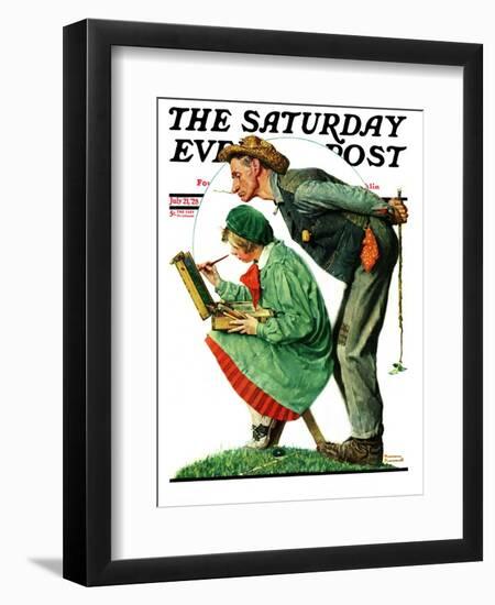 "Hayseed Critic" Saturday Evening Post Cover, July 21,1928-Norman Rockwell-Framed Premium Giclee Print
