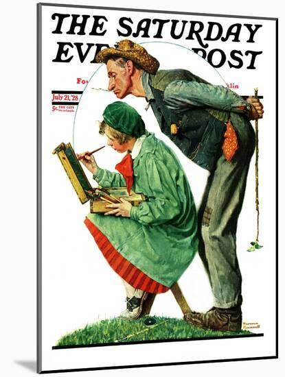 "Hayseed Critic" Saturday Evening Post Cover, July 21,1928-Norman Rockwell-Mounted Giclee Print