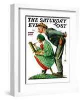 "Hayseed Critic" Saturday Evening Post Cover, July 21,1928-Norman Rockwell-Framed Giclee Print