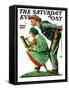 "Hayseed Critic" Saturday Evening Post Cover, July 21,1928-Norman Rockwell-Framed Stretched Canvas