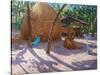 Haystack, And Girl on a Swing, Kerala , 2005-Andrew Macara-Stretched Canvas