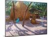 Haystack, And Girl on a Swing, Kerala , 2005-Andrew Macara-Mounted Giclee Print