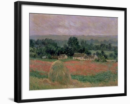 Haystack at Giverny, 1886-Claude Monet-Framed Giclee Print