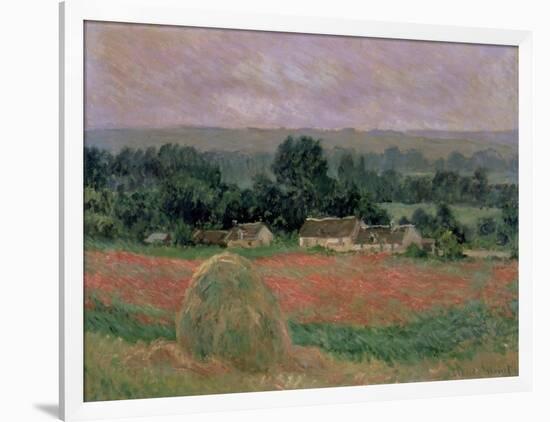 Haystack at Giverny, 1886-Claude Monet-Framed Giclee Print