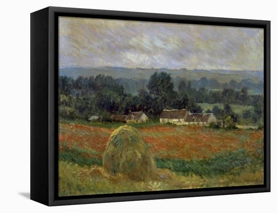 Haystack at Giverny-Claude Monet-Framed Stretched Canvas